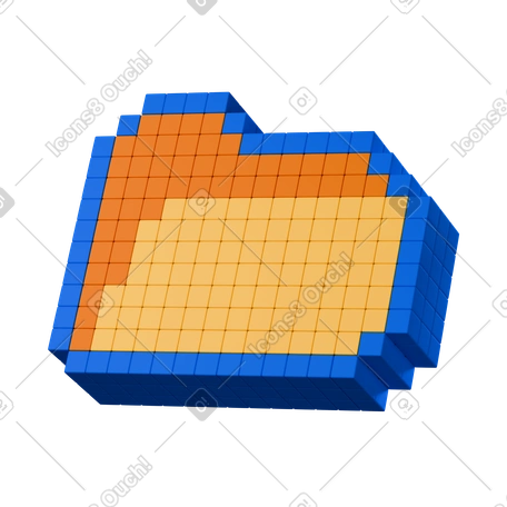 3D Isometric Colorful Voxel Folder PNG, SVG