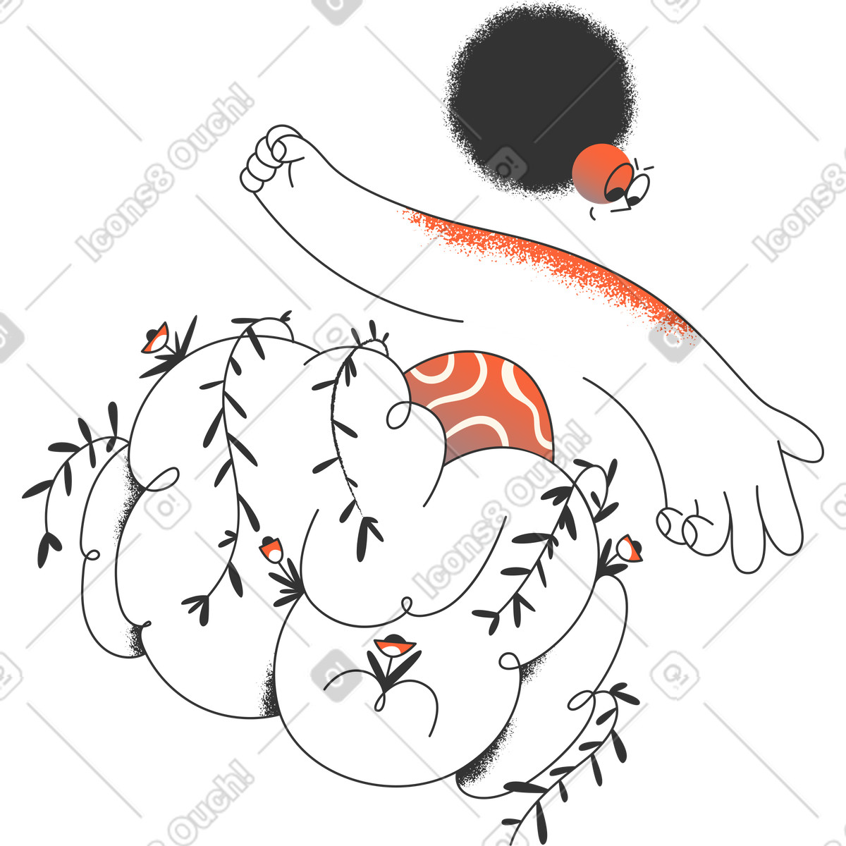 Girl on the cloud illustration in PNG, SVG
