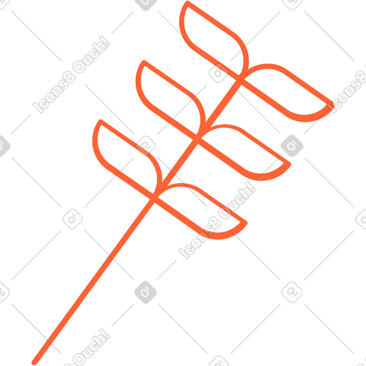 Ilustração de Red outline stem with six leaves em no estilo Crayon para baixar em PNG, SVG