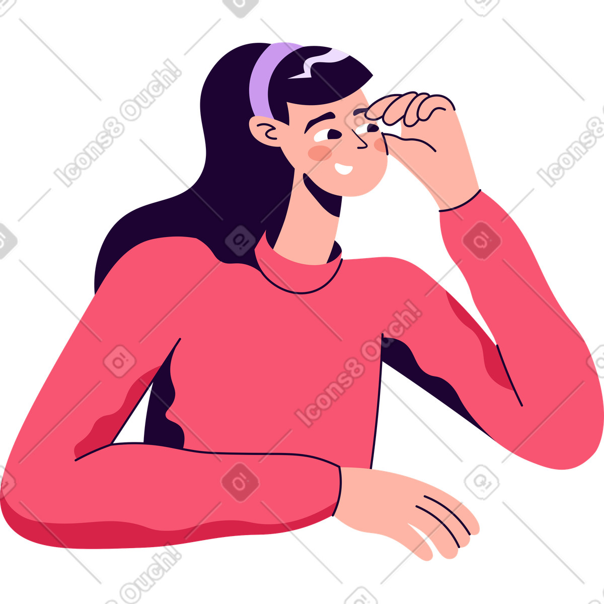 Ilustración Chica mirando a lo lejos en estilo Martina descargar en PNG y SVG