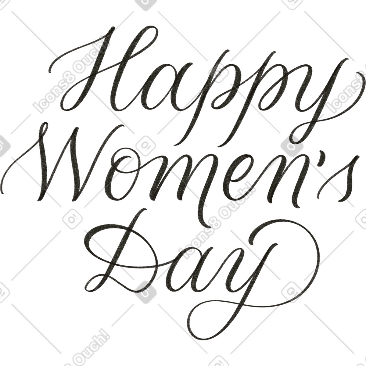下载 Seasons 风格的 Texture calligraphy happy women’s day 插画，支持 PNG、SVG 格式