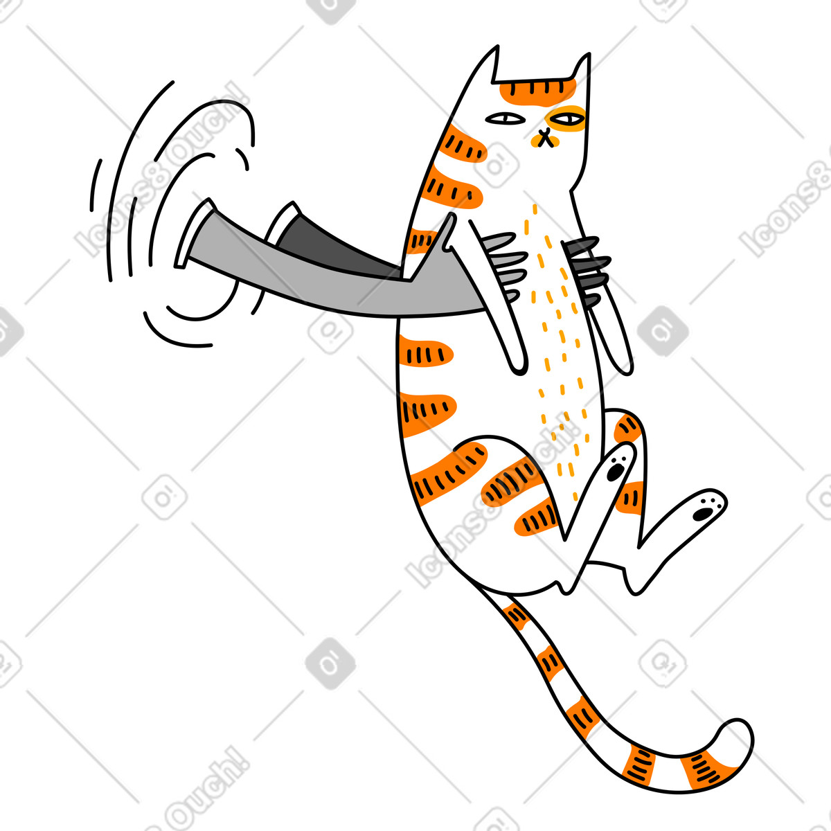 Arms holding up a cat animated illustration in Purr style download in GIF, Lottie (JSON), AE