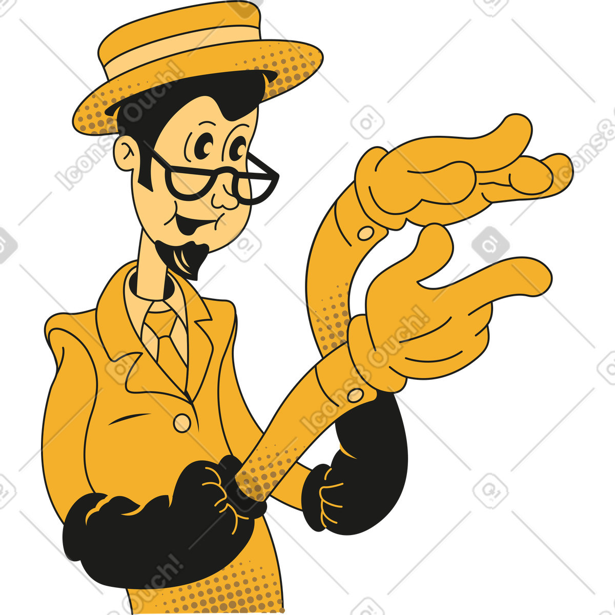 Rubber スタイルの メガネの男 のイラストをPNG、SVG形式でダウンロード