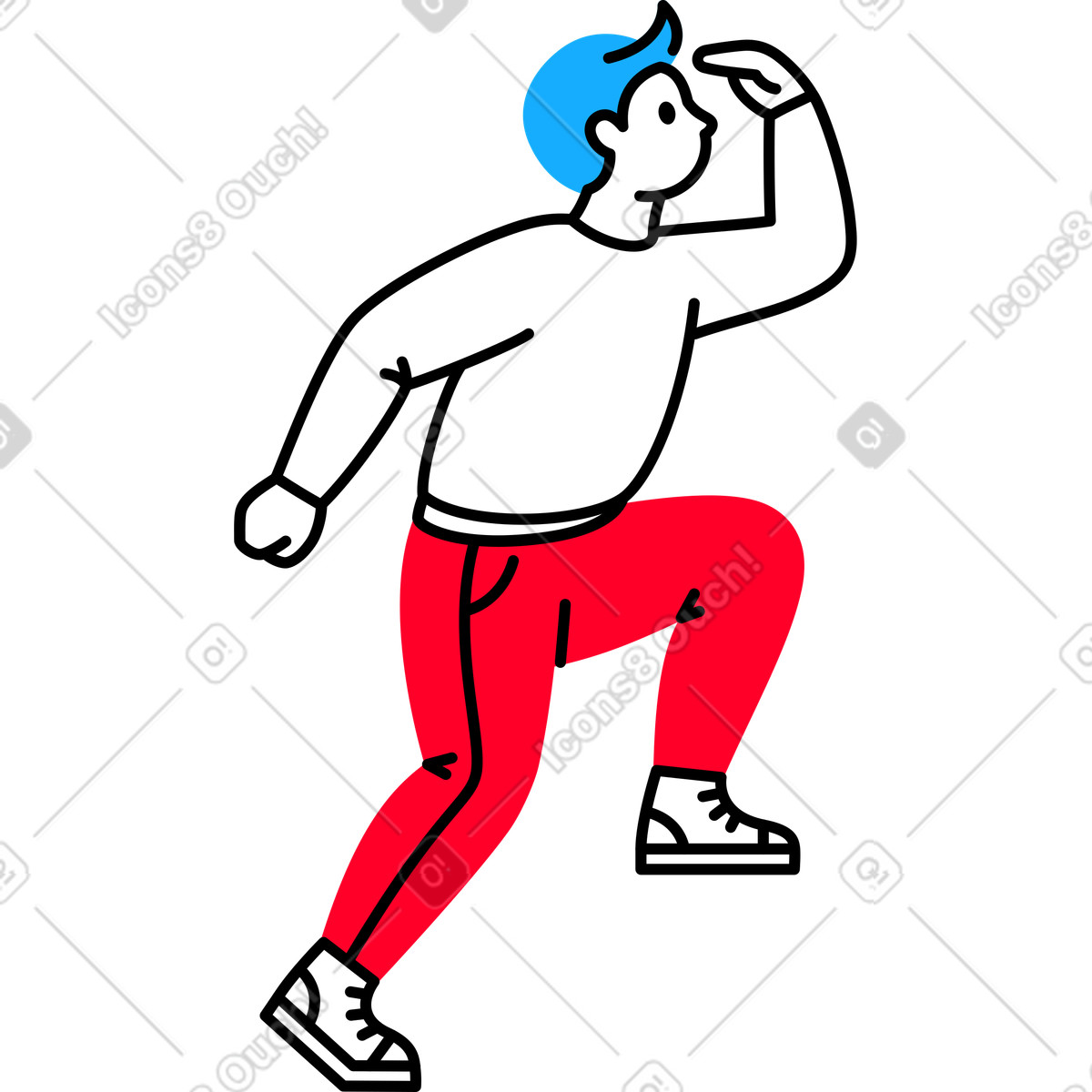 Ilustração de Homem se esforçando para a distância em no estilo Transistor baixar em PNG, SVG