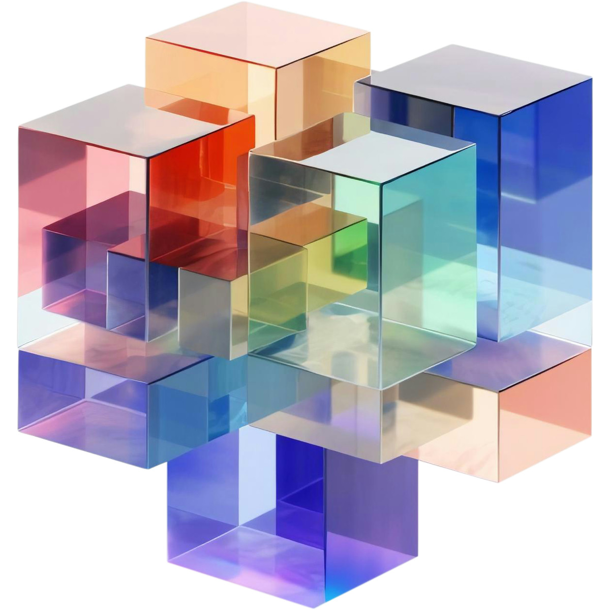Blocks composition illustration in 3D style download in PNG, SVG