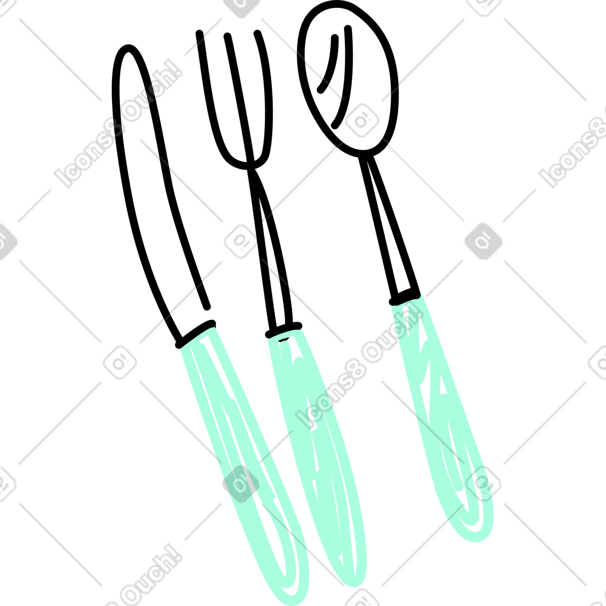 Cutlery illustration in Spicy style download in PNG, SVG