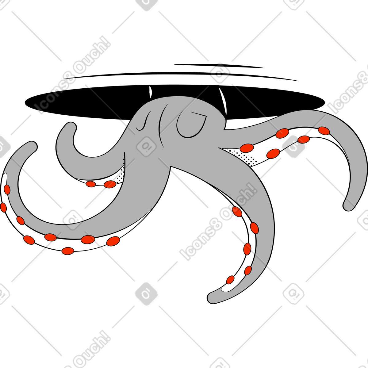 Tentacoli di polpo illustrazione in stile Looney scarica in PNG, SVG