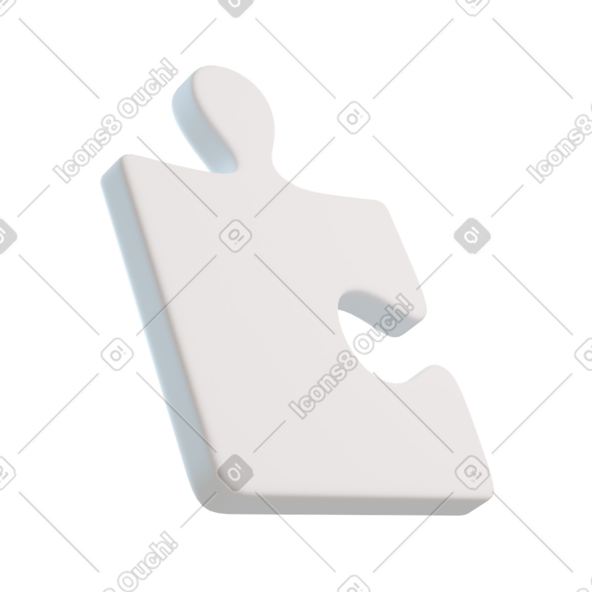 White puzzle piece illustration in 3D Blueprint style download in PNG, SVG