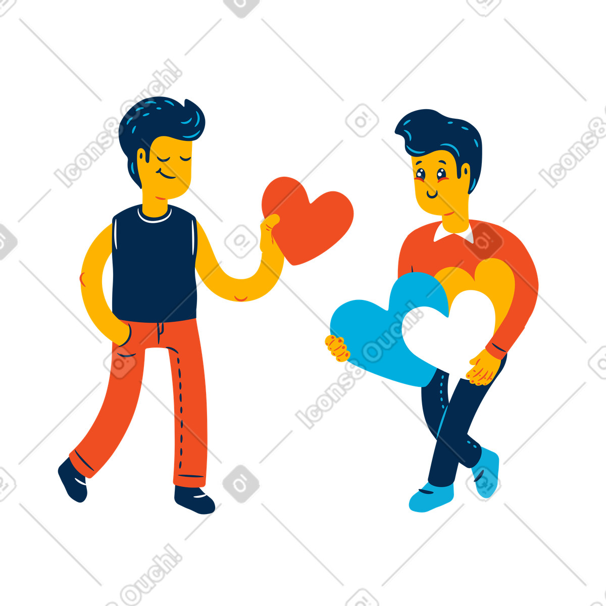 Иллюстрация Expression of love, Appreciation or LGBTQ relationships в стиле Flame — скачать в форматах PNG, SVG