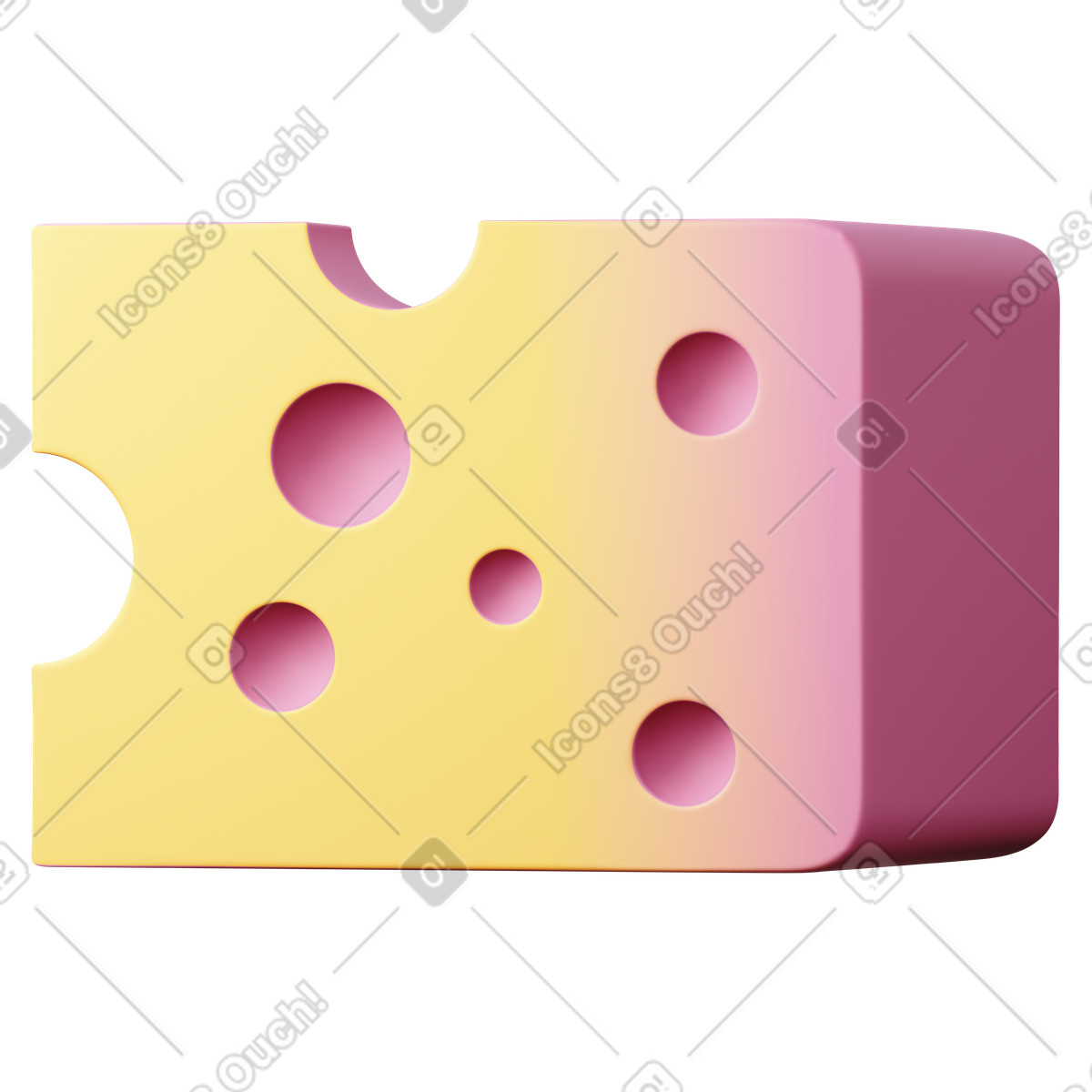 Cheese illustration in 3D Sugary style download in PNG, SVG
