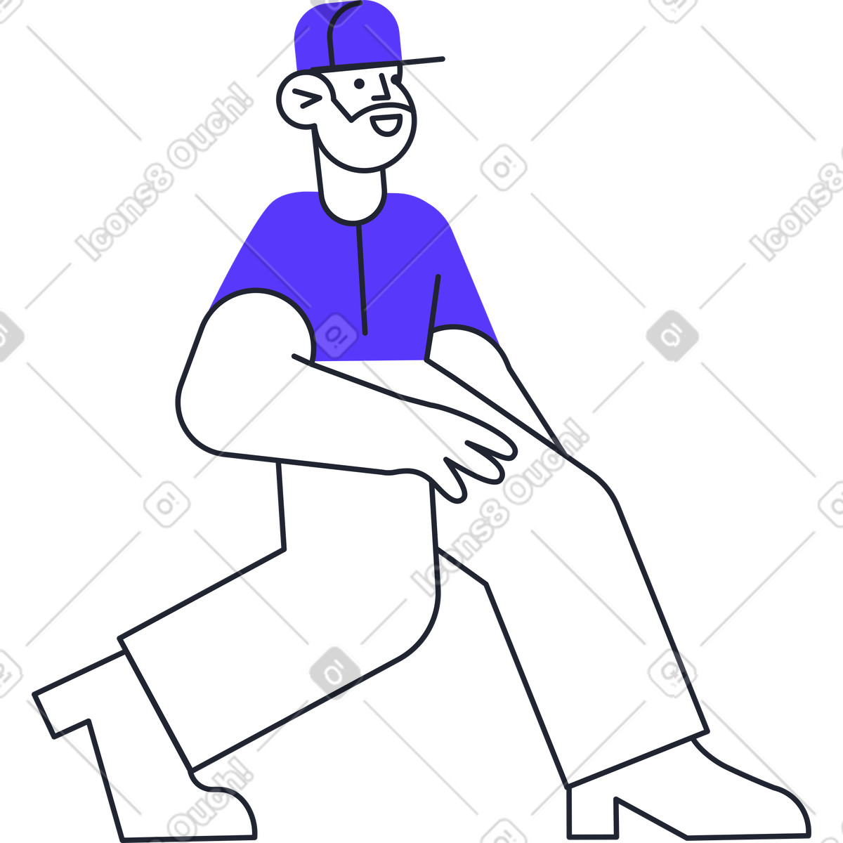 Ilustración Hombre que camina en estilo Pablita a descargar en PNG y SVG