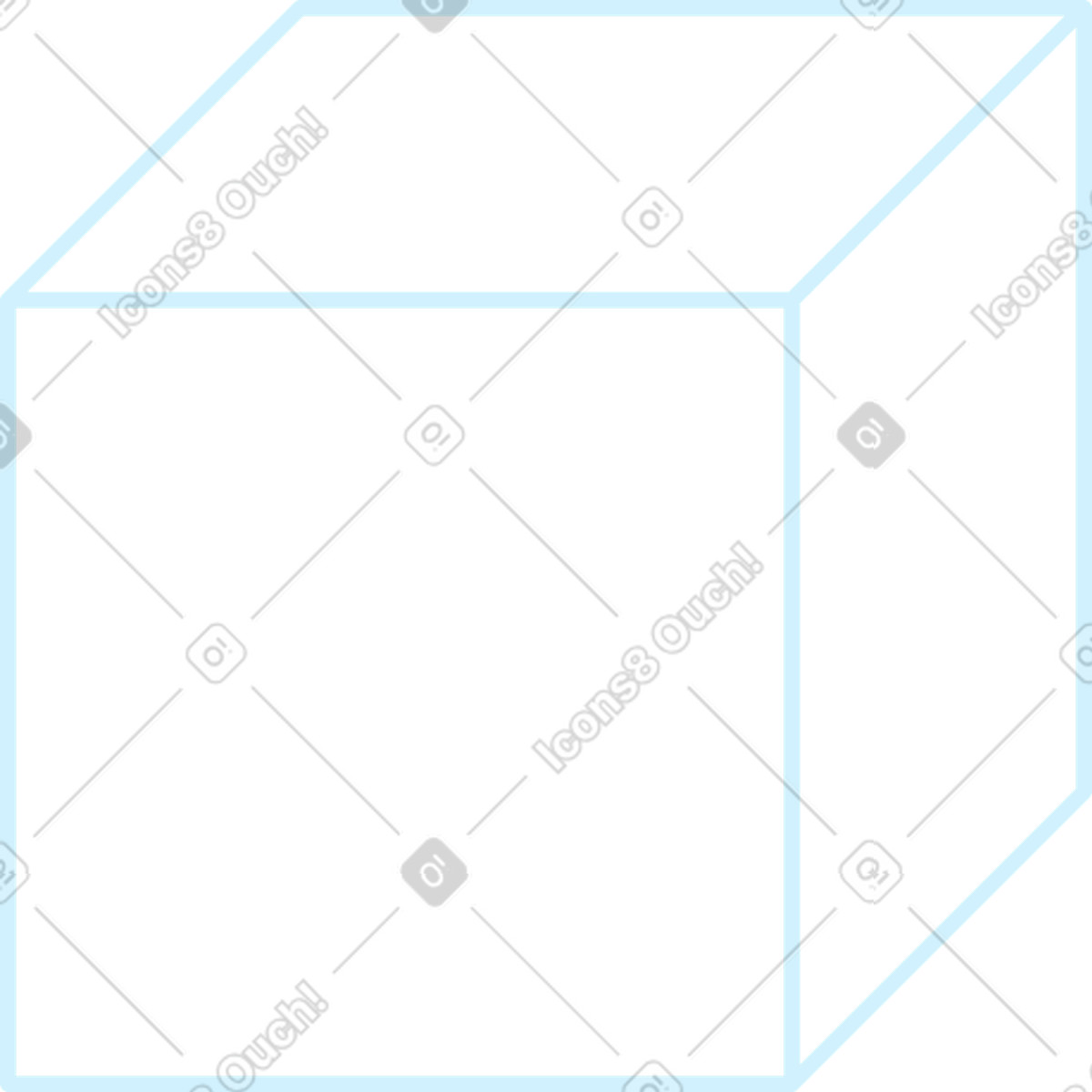 Chalk cube drawing illustration in Glossy style download in PNG, SVG