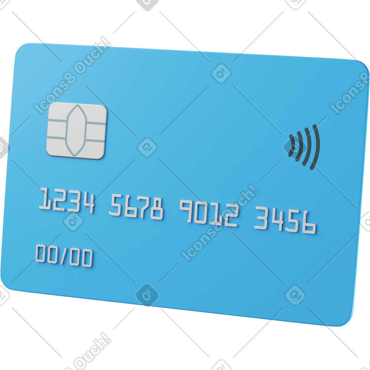 Fronte blu della carta di credito illustrazione in stile 3D Business scarica in PNG, SVG
