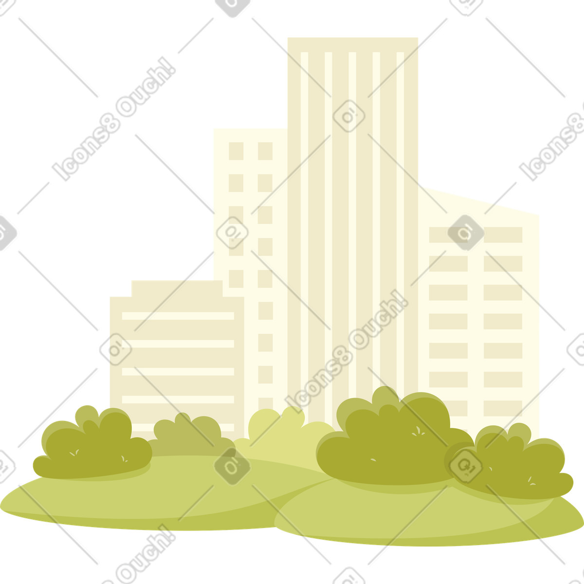 Ilustración Ciudad de fondo en estilo Lagom a descargar en PNG y SVG