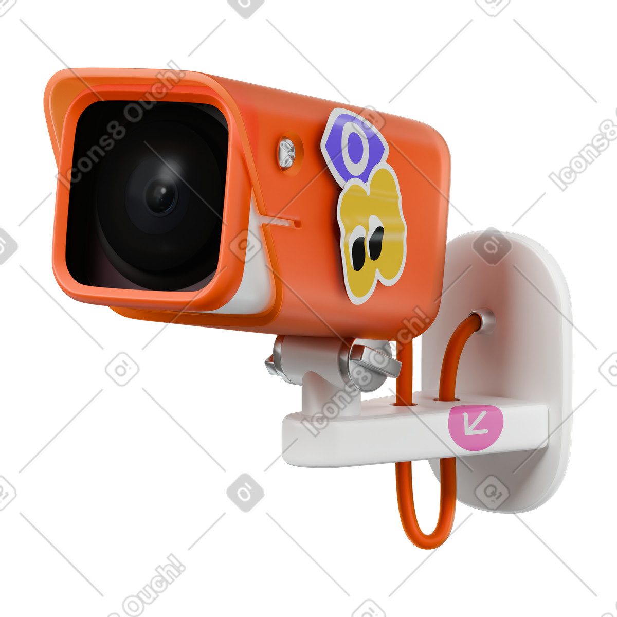 Ilustração de Câmera cftv com adesivos em no estilo 3D Stickle para baixar em PNG, SVG