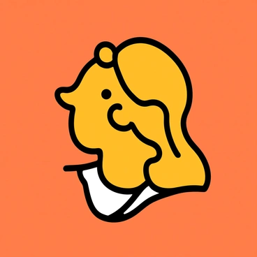 A silhouette of a person's profile, depicted in clean line art with smooth curves. The profile features a defined jawline and a subtle nose, with the hair styled in a simple manner. The background is a solid color, allowing the line art to stand out prominently. The lines are bold and well-defined, creating a striking contrast between the silhouette and the background.