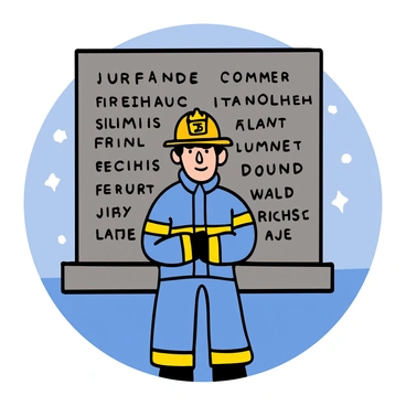 A firefighter with light skin and short black hair stands solemnly in front of a memorial wall. The wall is covered with engraved names, paying tribute to fallen heroes. The firefighter is wearing a bright yellow helmet and a dark blue uniform with reflective stripes. He has a serious expression on his face, and his arms are crossed over his chest. The background is filled with soft lighting, highlighting the emotional gravity of the scene.