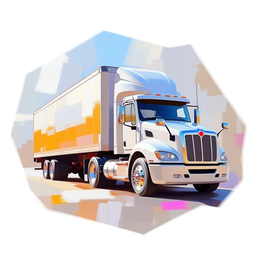 A logo design featuring a large transport truck with a shiny metallic finish, showcasing its sleek contours and intricate details. The truck is positioned prominently, facing forward, emphasizing its robust structure. Surrounding the truck, there is bold text, clearly visible and striking, conveying the name of the transport company. The text is designed to complement the truck's metallic sheen, with sharp edges and a modern font style. The overall composition is balanced, highlighting both the truck and the text in a cohesive manner.