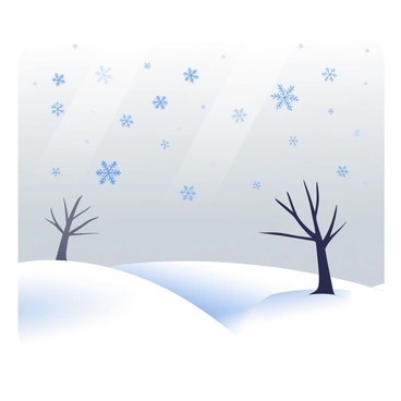 A flurry of snowflakes is gently falling from a cloudy gray sky. Each snowflake is intricately designed, featuring unique patterns that resemble strands of DNA. The snowflakes are glistening as they catch the light, showcasing their delicate shapes and complex details. Below, a soft blanket of white snow covers the ground, creating a serene winter scene. In the background, bare trees stand silhouetted against the sky, their branches dusted with fresh snow.