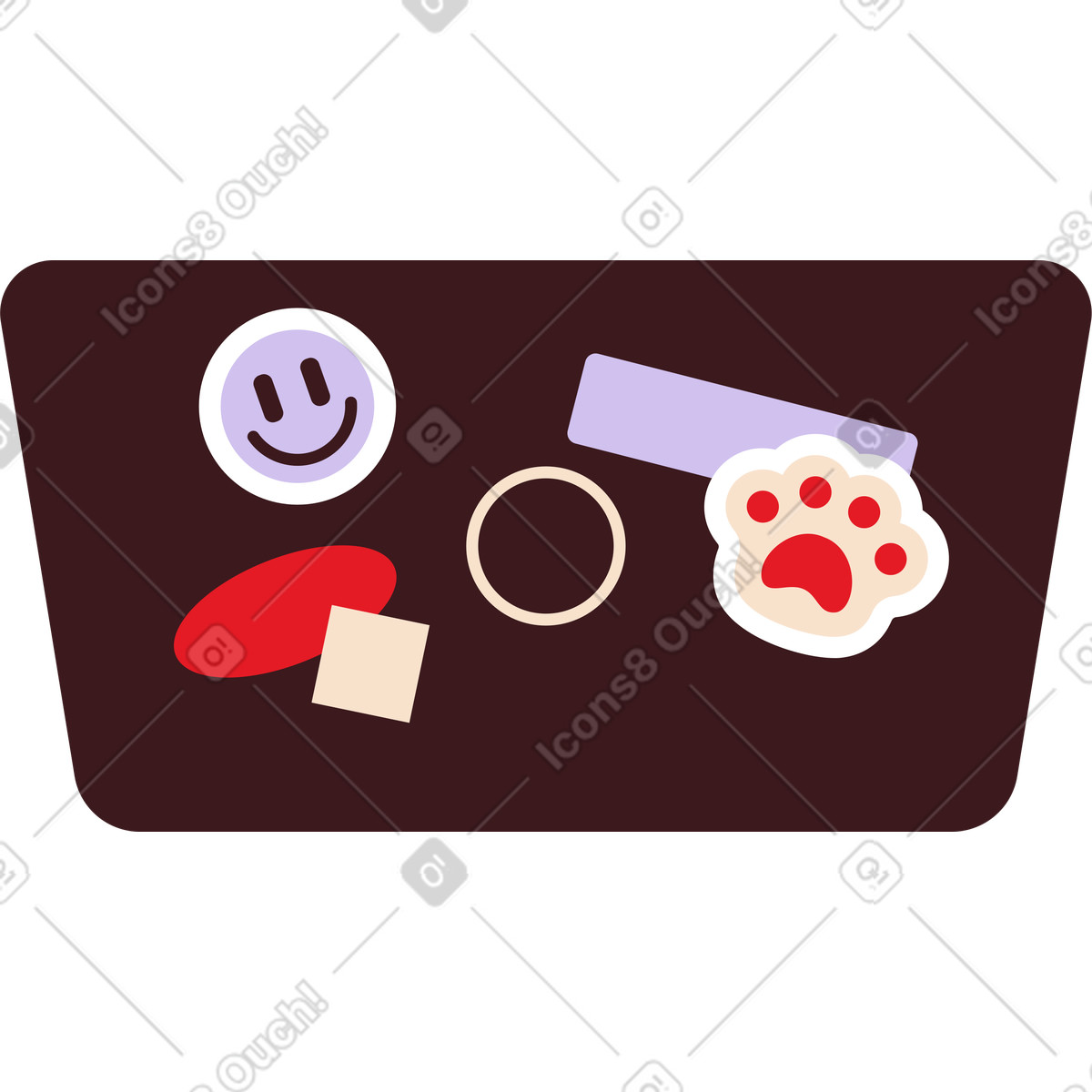 Cover per laptop con adesivi illustrazione in stile Folks scarica in PNG, SVG