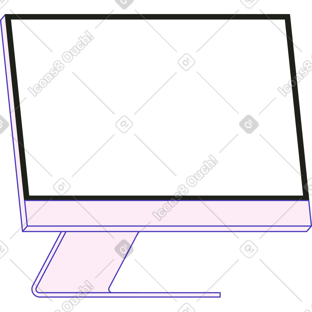 Moderner monitor-Illustration im Blueberry-Stil als Download in PNG, SVG