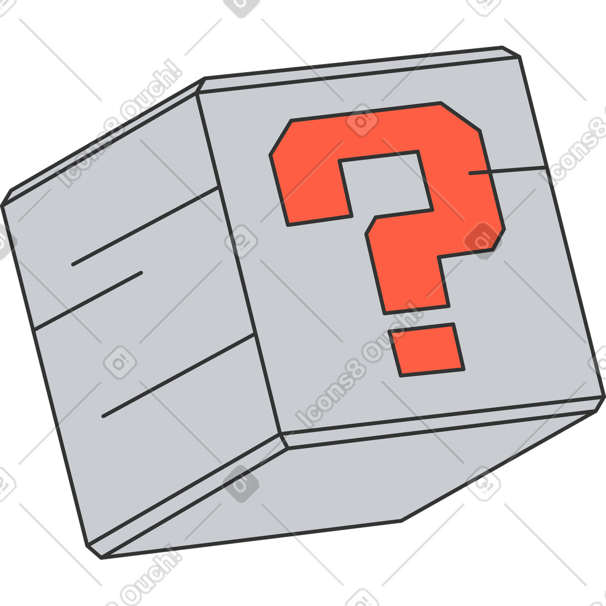 Illustration Cube avec une question dans le style Kit à télécharger aux formats PNG, SVG