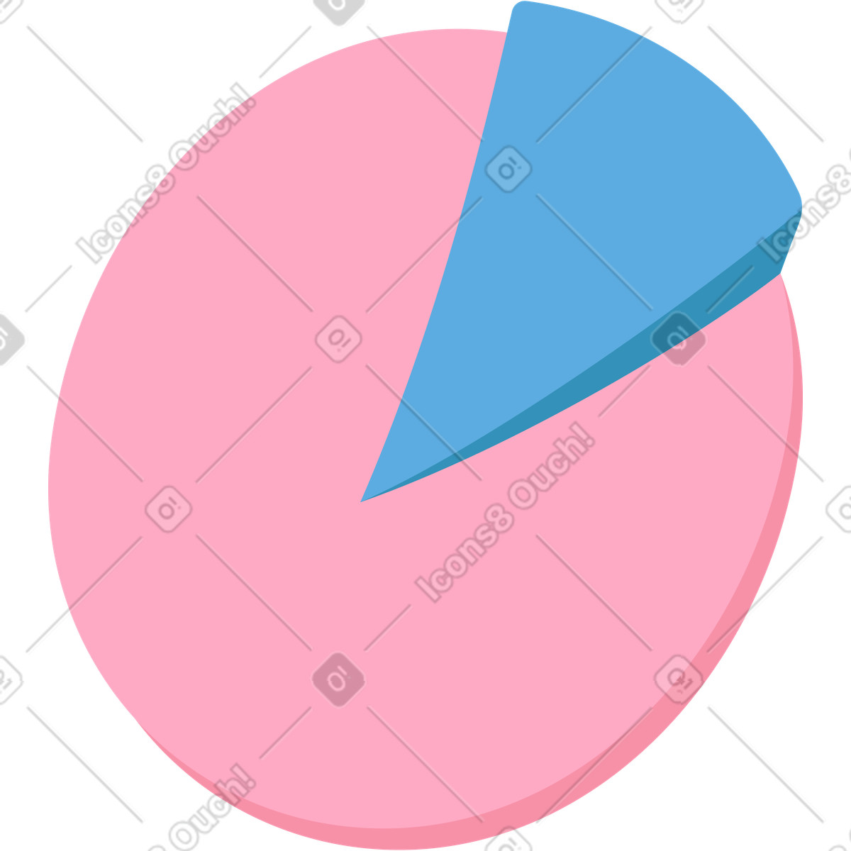 Circular pink diagram with a blue element illustration in Dizzy style download in PNG, SVG