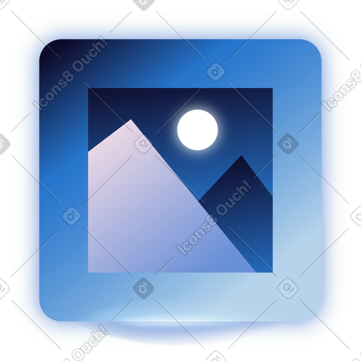 Blue dashboard with image placeholder illustration in Dimension style download in PNG, SVG