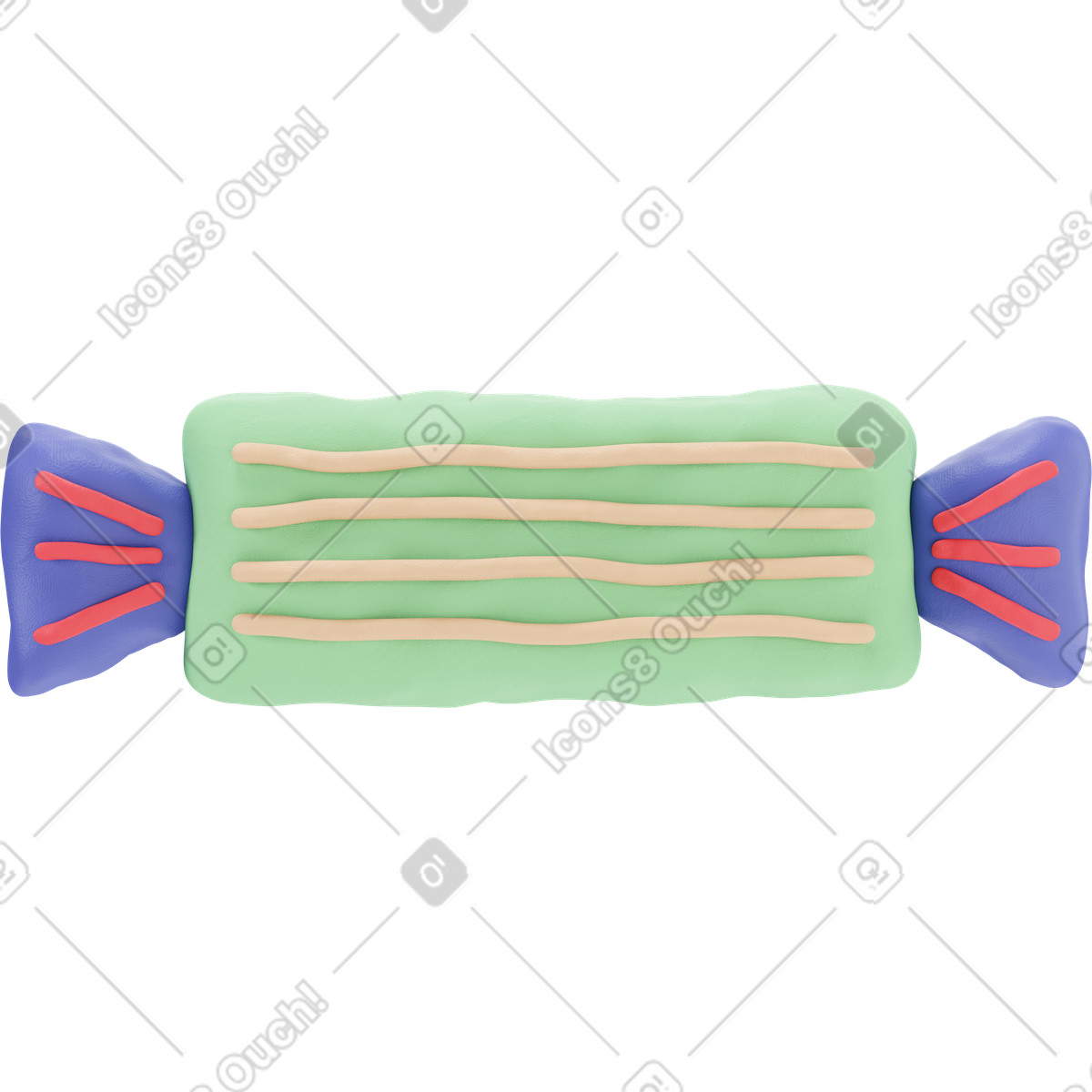 Grüne halloween-süßigkeit-Illustration im 3D Stripy-Stil als Download in PNG, SVG