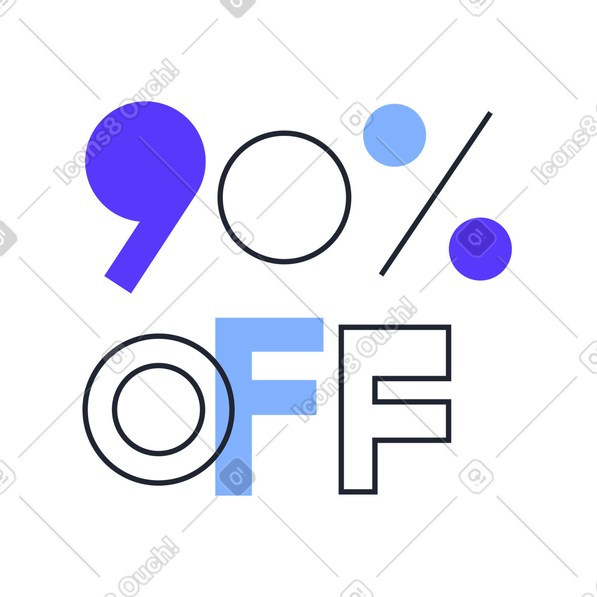 Novanta per cento di sconto illustrazione in stile Pablita scarica in PNG, SVG