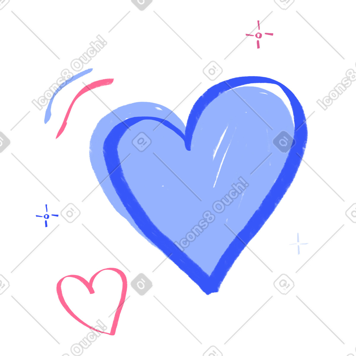 Иллюстрация Blue and pink heart в стиле Quirky — скачать в форматах PNG, SVG