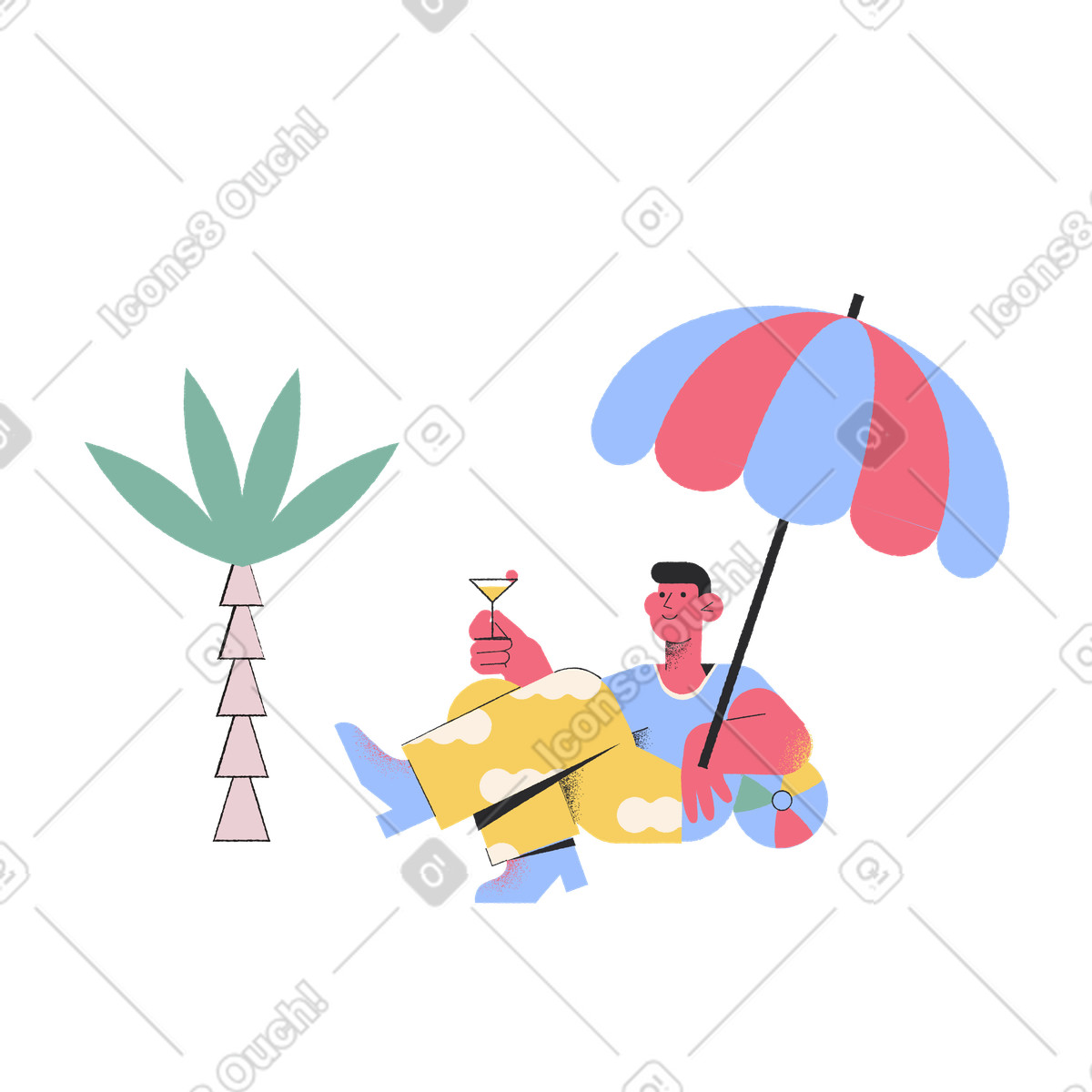 Relax on the beach illustration in Pablo style download in PNG, SVG