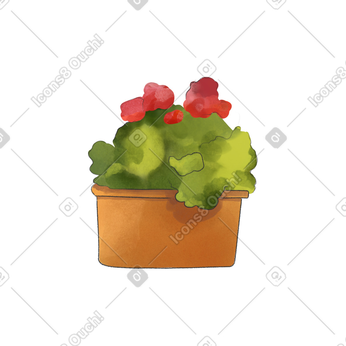 Fiore rosso in una pentola illustrazione stile Seasons scarica PNG, SVG