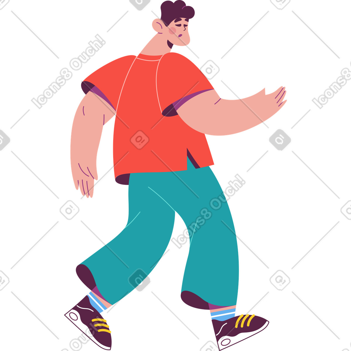 Ilustração de Homem andando em no estilo Sammy para baixar em PNG, SVG