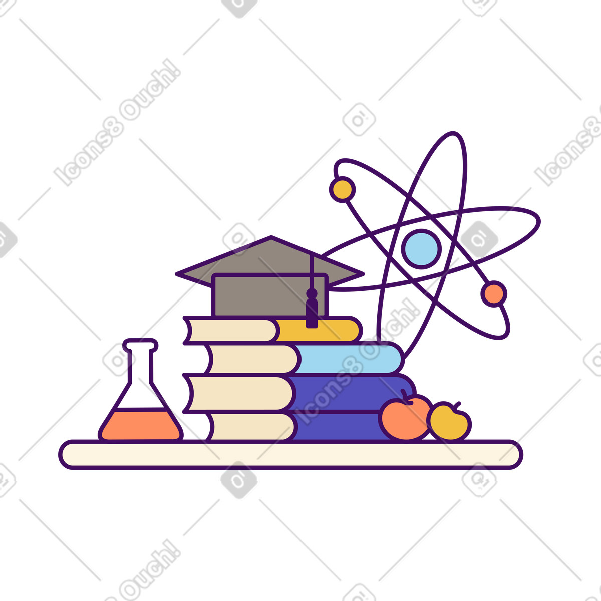 Natural science and school supplies illustration in Simplistic style download in PNG, SVG