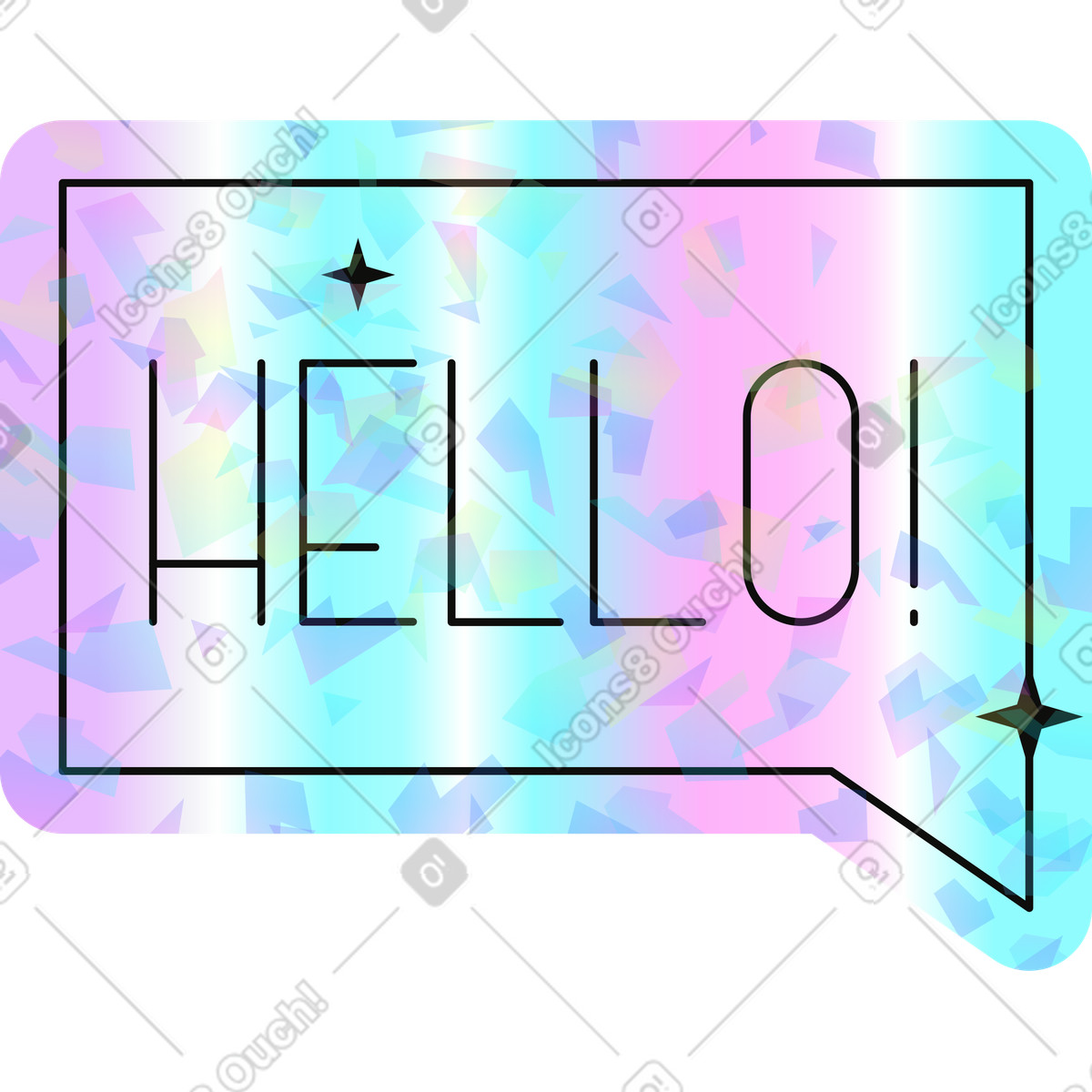 Hallo-Illustration im Holostickers-Stil als Download in PNG, SVG