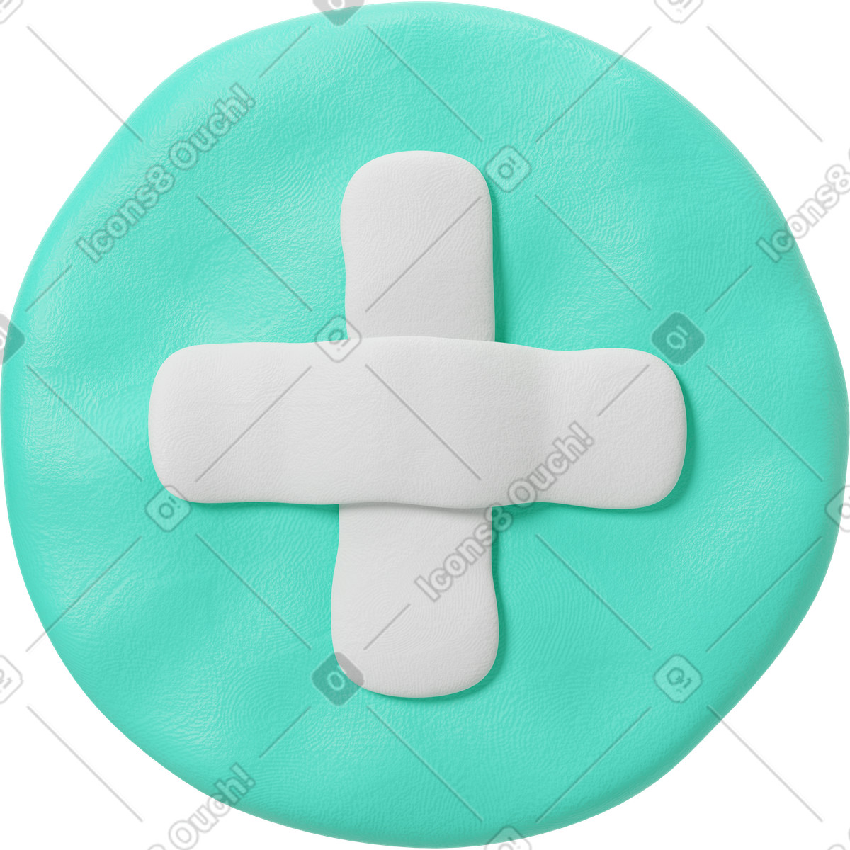 Round green blue plus button illustration in 3D Plastilina style download in PNG, SVG