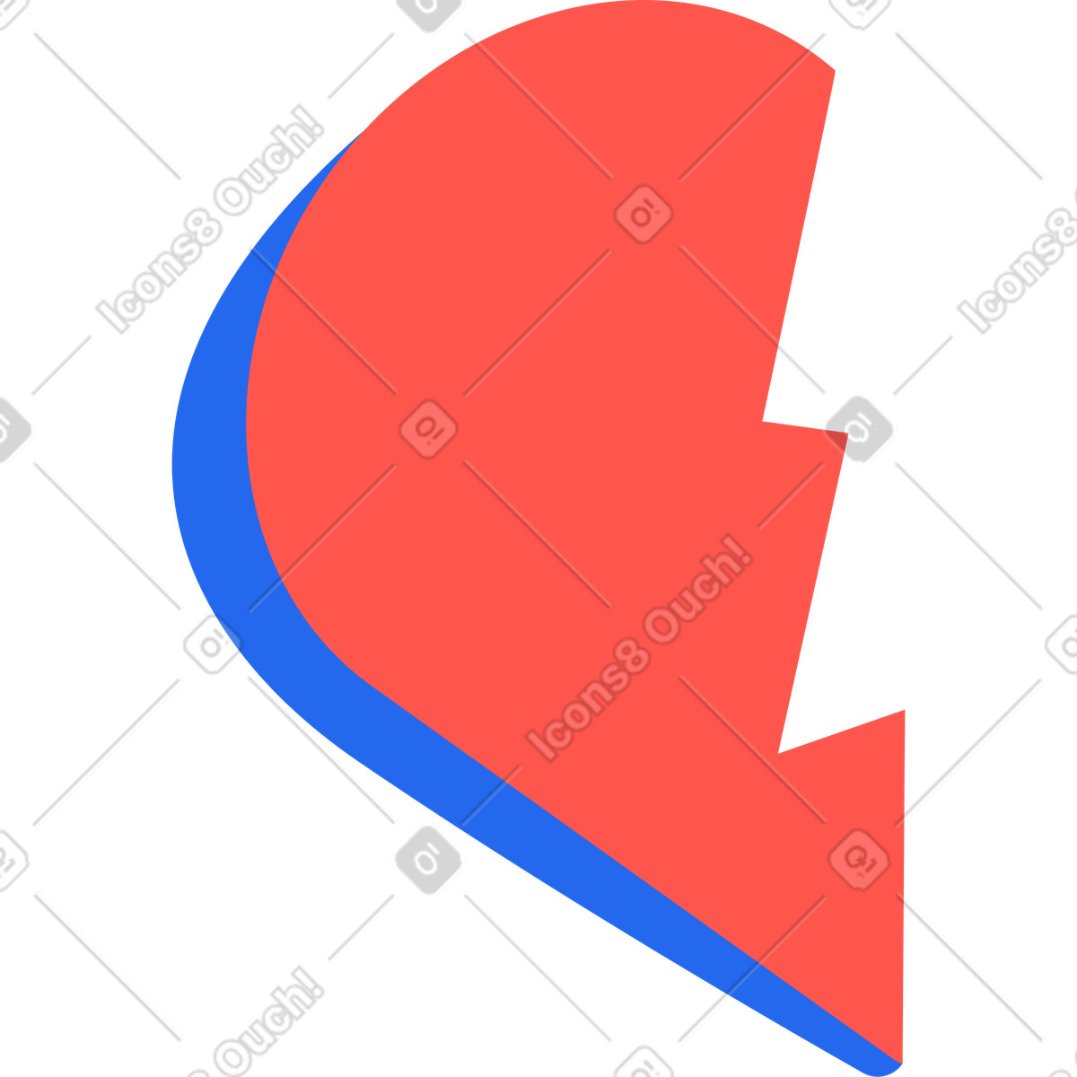 Illustration Un demi coeur dans le style Kingdom à télécharger aux formats PNG, SVG