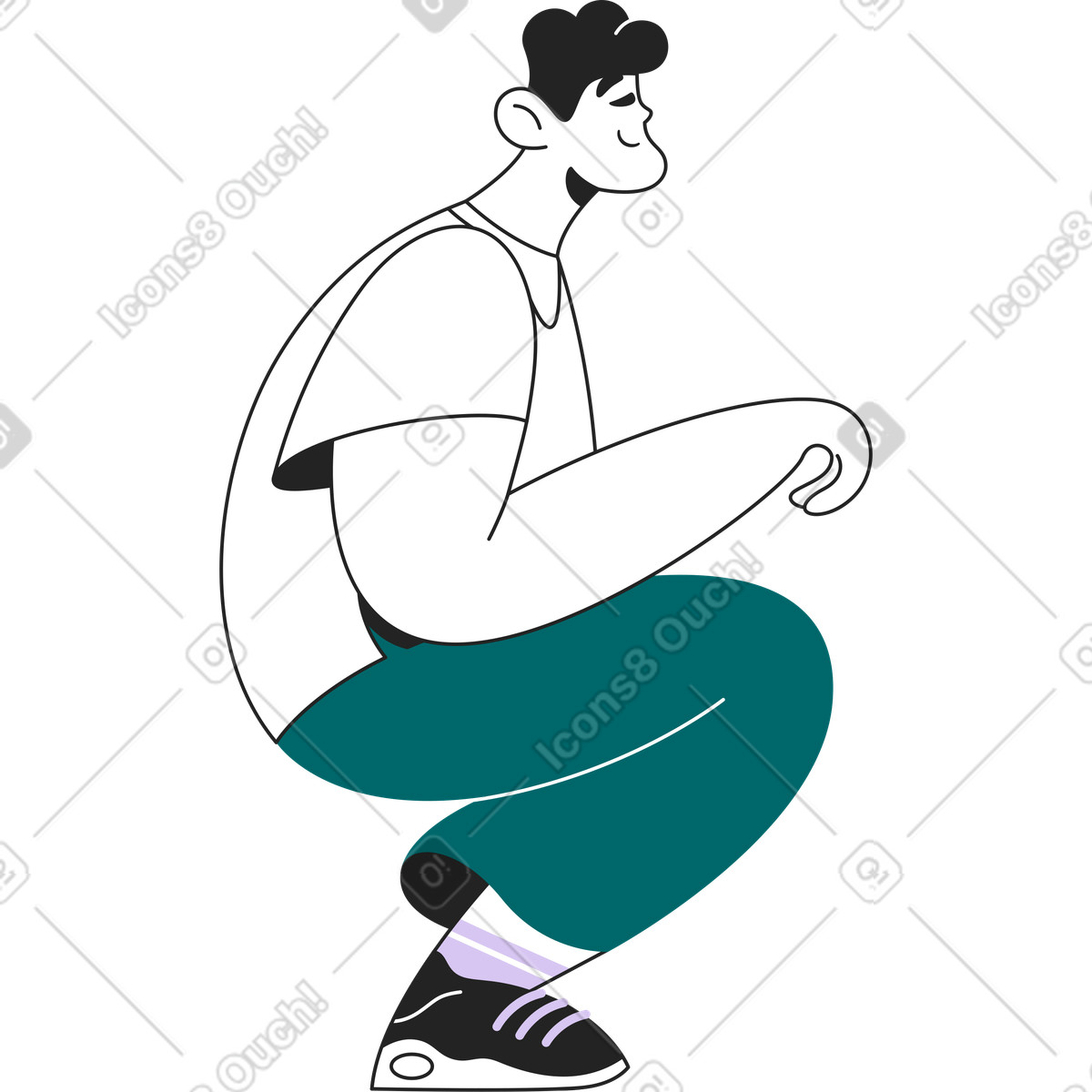 Ilustração de Homem meio sentado segurando algo em no estilo Sammy Line para baixar em PNG, SVG