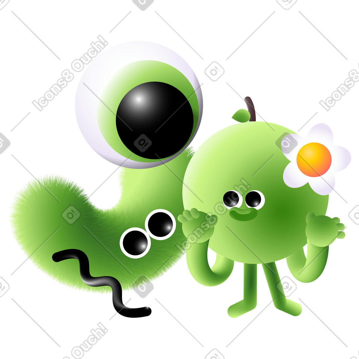Ilustração de Personagens verdes protegendo a ecologia em PNG e SVG