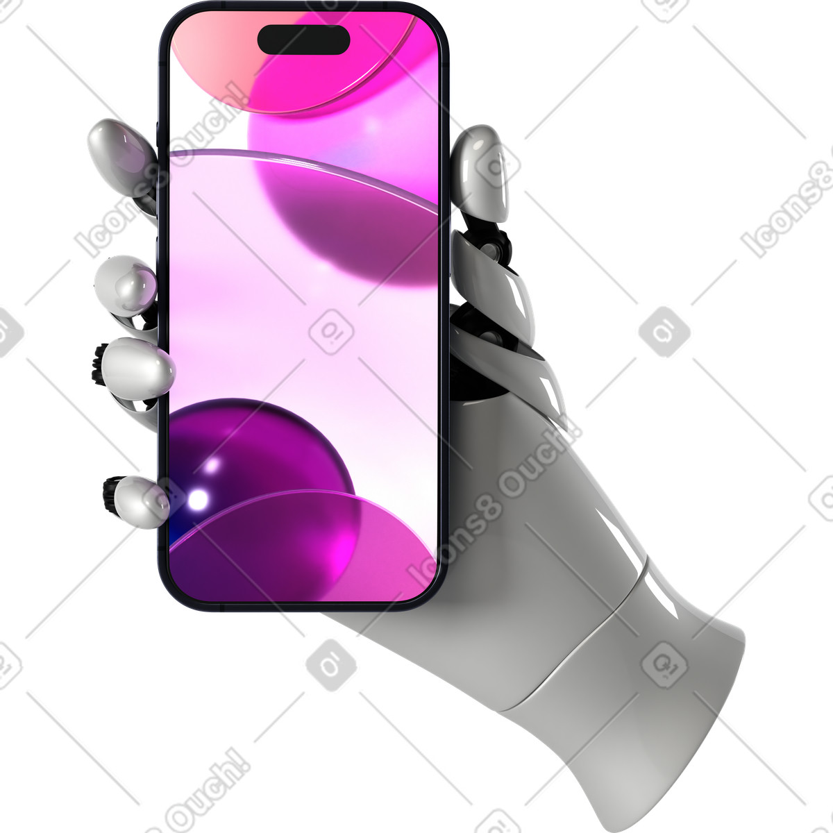 Robot hand with phone illustrazione in stile 3D Business scarica in PNG, SVG