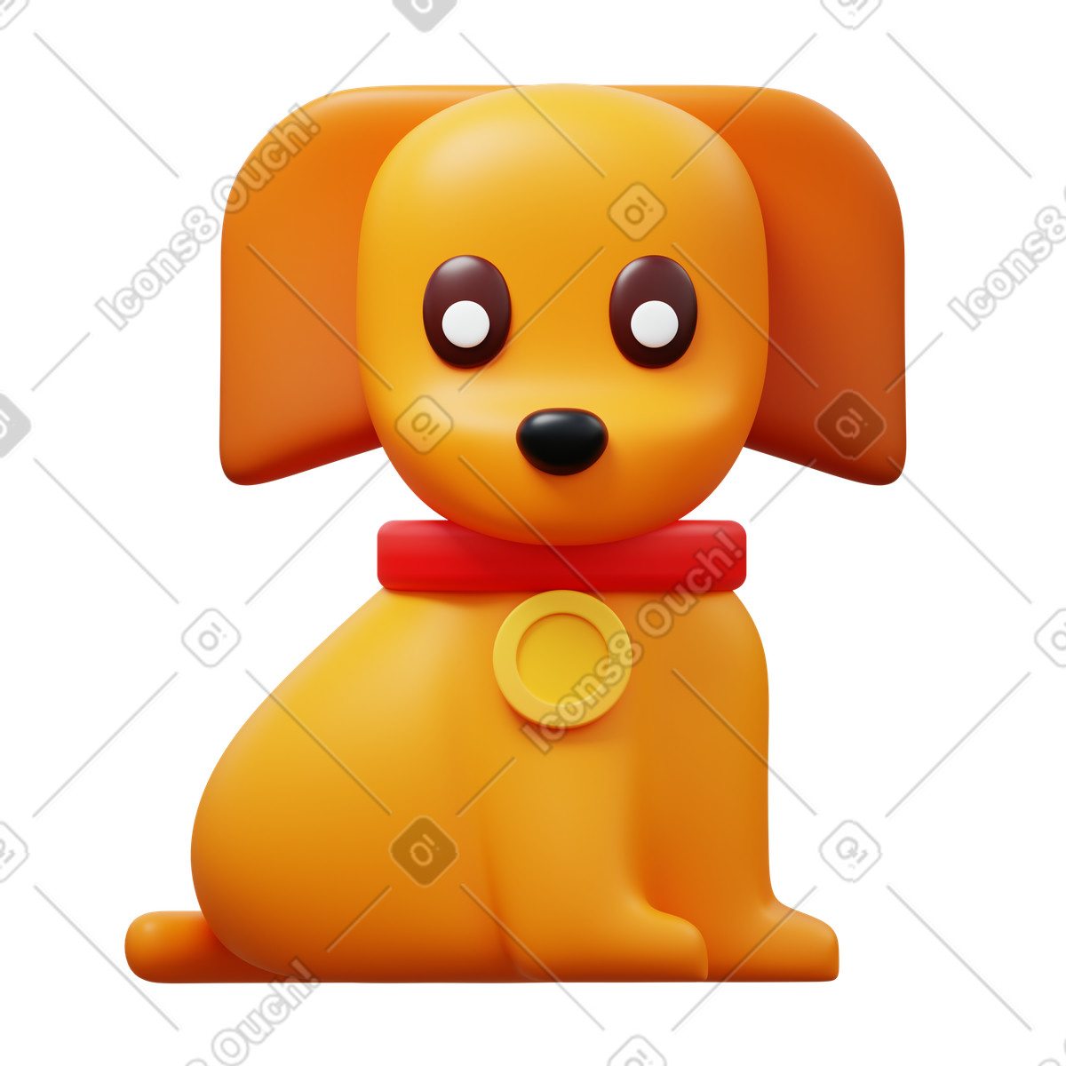 Cute Puppy with Dog Collar illustration in 3D Fluency style download in PNG, SVG