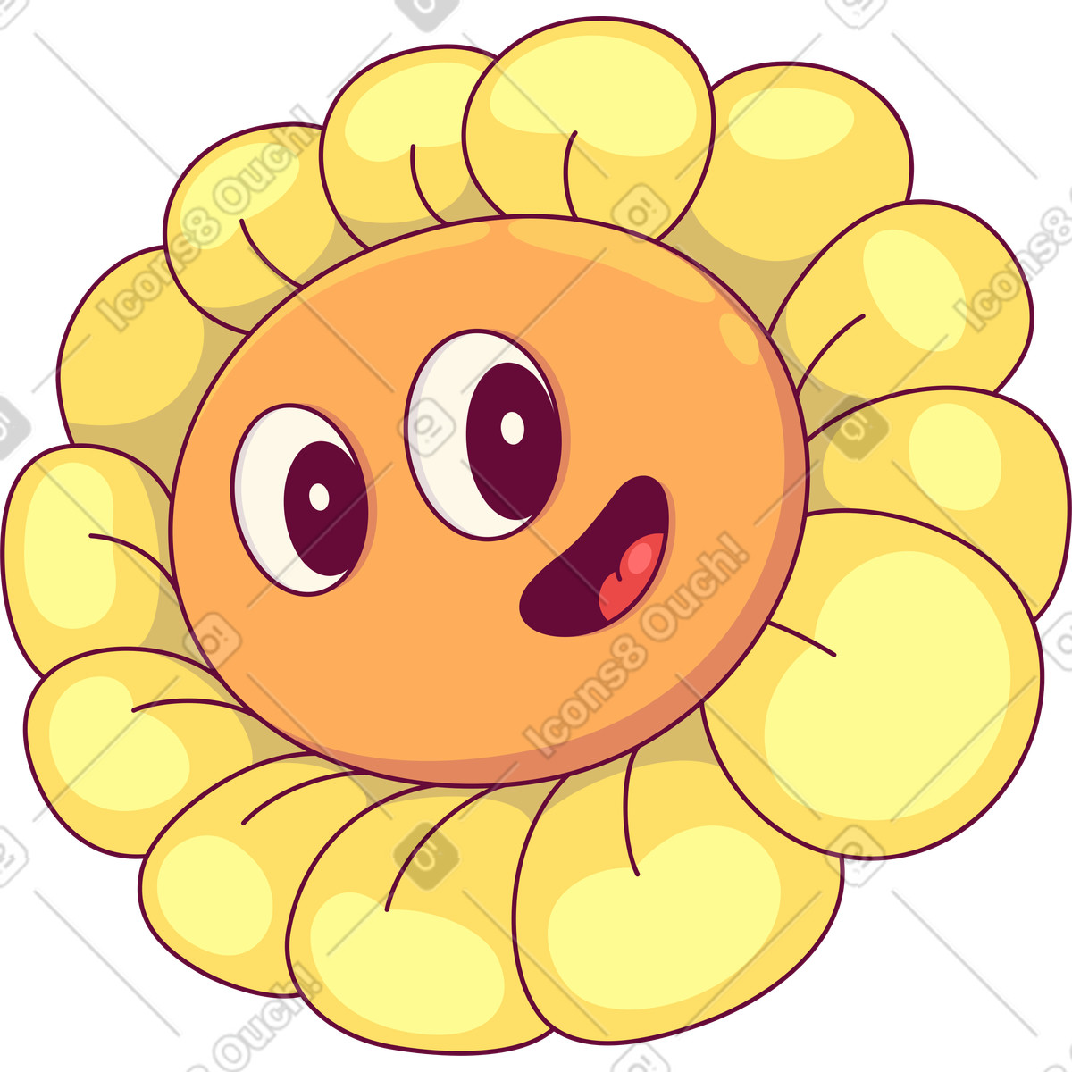 Handy 스타일의 웃는 꽃 일러스트레이션 PNG, SVG 다운로드