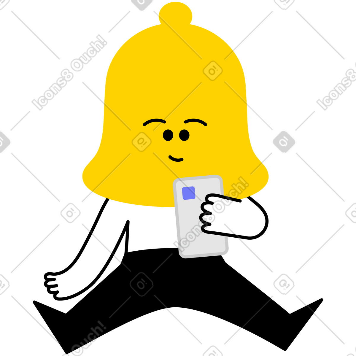 Ilustración Personaje mirando el teléfono en estilo Giggle a descargar en PNG y SVG
