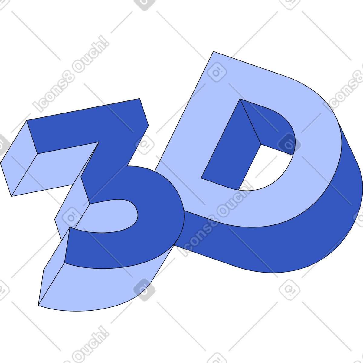 Ilustración Letras de texto 3d en estilo Techny a descargar en PNG y SVG