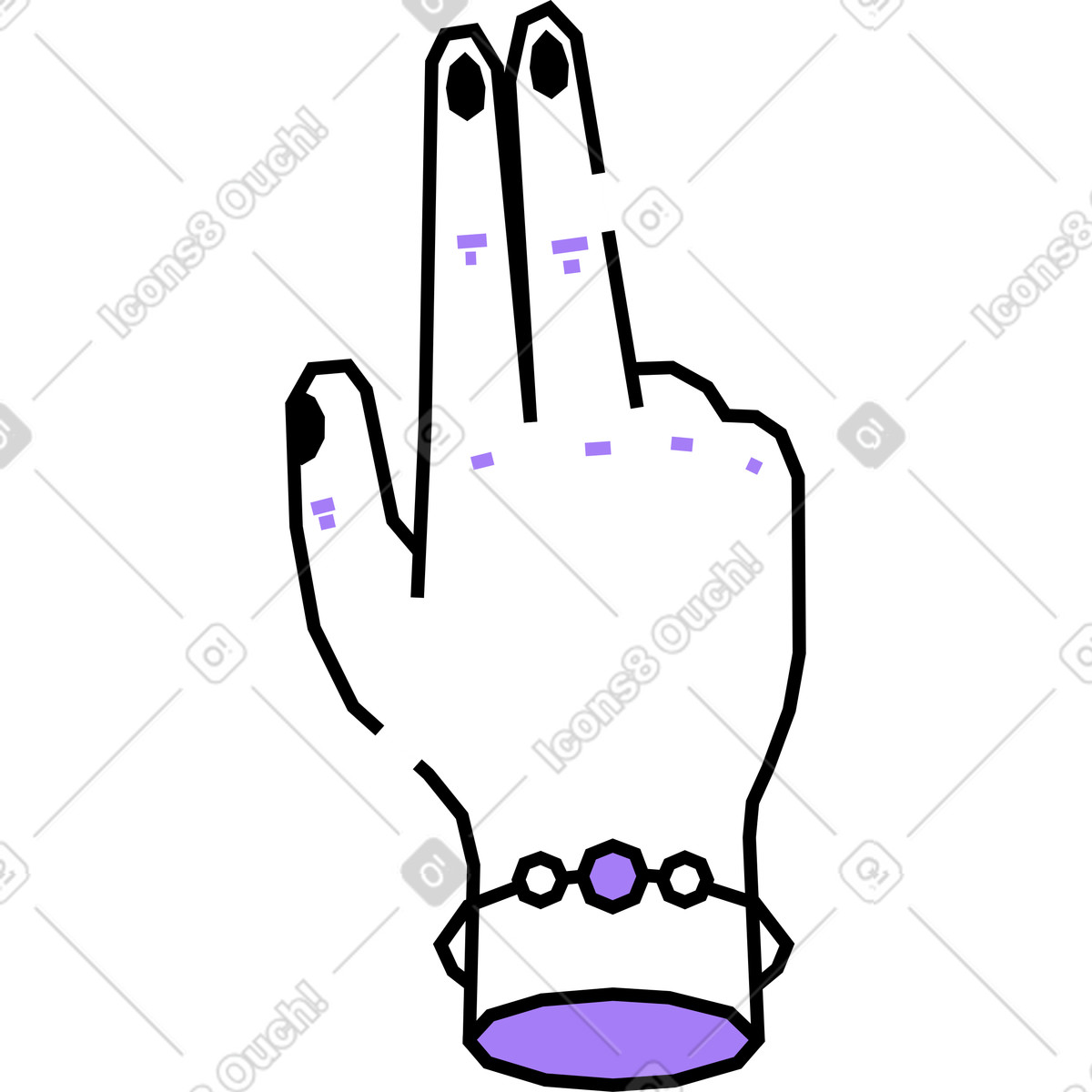 Amethyst スタイルの 2本の指を立てた手 のイラストをPNG、SVG形式でダウンロード