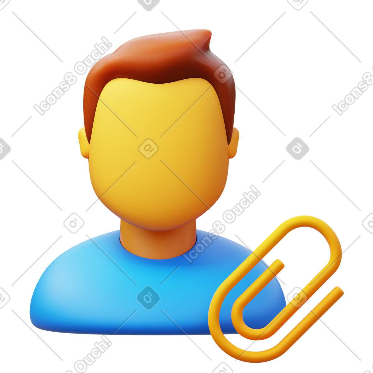 下载 3D Fluency 风格的 Attach resume male 插画，支持 PNG、SVG 格式