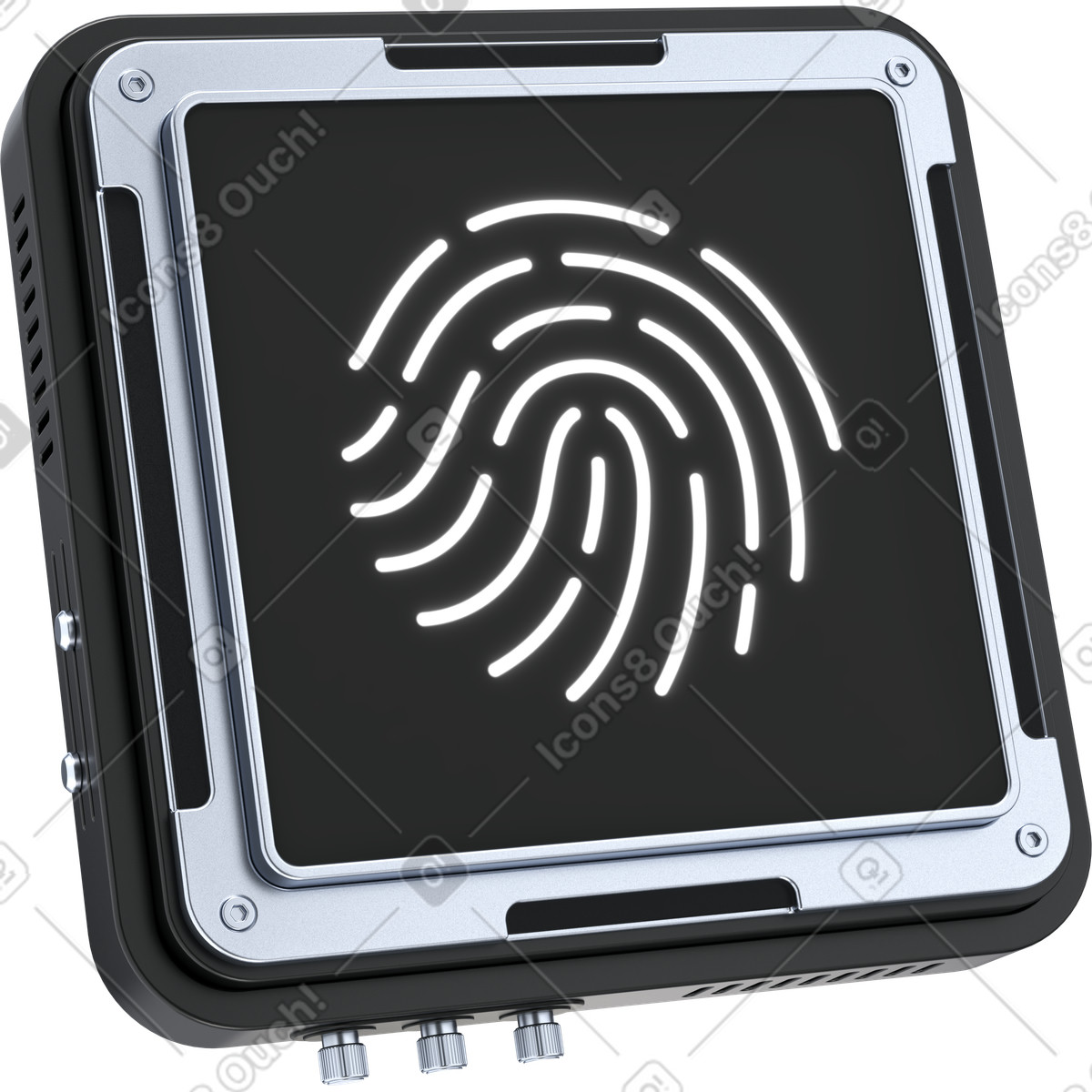 Fingerprint scanner device for secure biometric login and access control-Illustration im 3D Pro-Stil als Download in PNG, SVG