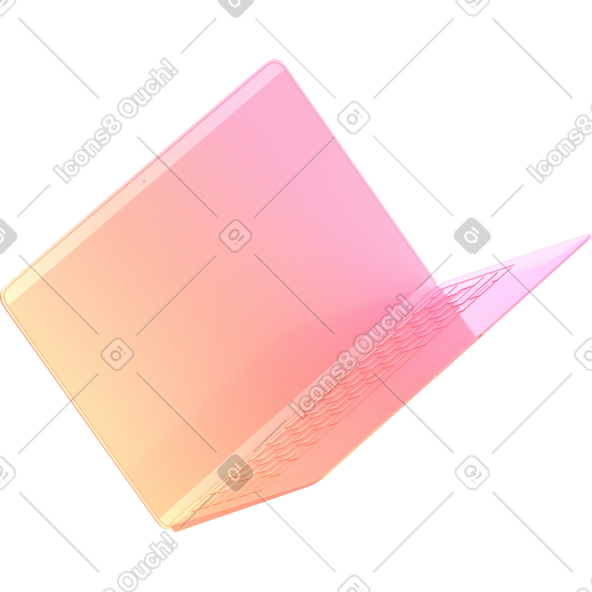 Ilustración Rotated gradient laptop en estilo 3D Glassy a descargar en PNG y SVG