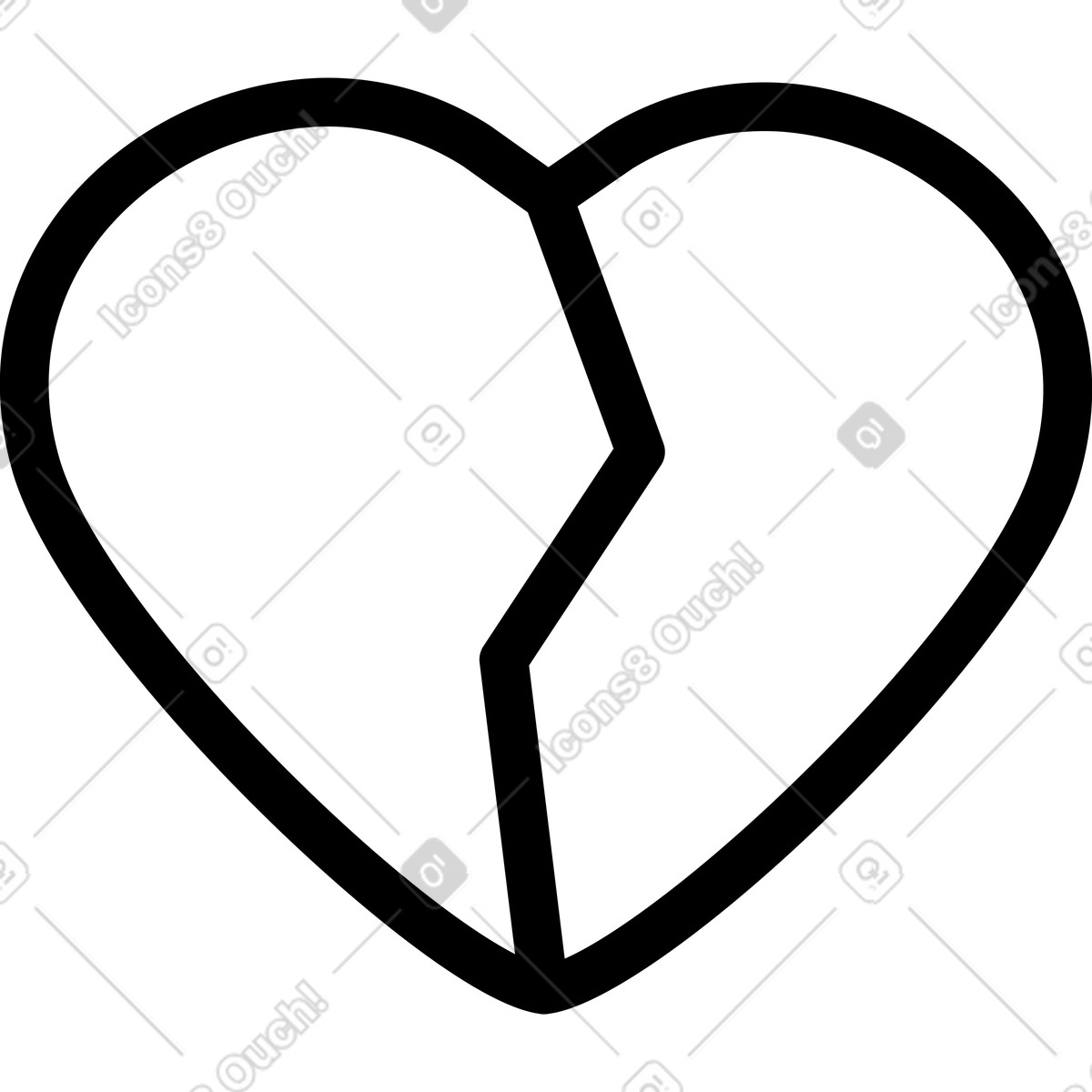 White broken heart-Illustration im Transistor-Stil als Download in PNG, SVG